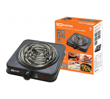 Электроплитка одноконф. ЭПС1 230 В, 1 кВт, спираль, черная, TDM