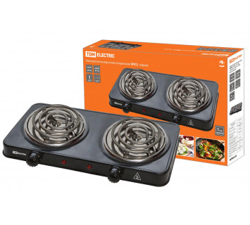 Электроплитка двухконф. ЭПС2 230 В, 2х1 кВт, спираль, черная, TDM