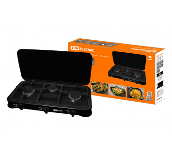 Плитка газовая трёхконфорочная, ГП-3, чёрная, TDM