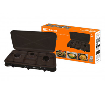 Плитка газовая трёхконфорочная, ГП-3, коричневая, TDM