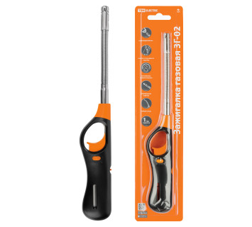 Зажигалка газовая с пьезоэлементом ЗГ-02, регул. уров. плам., многораз. заправка, гибкий носик, TDM