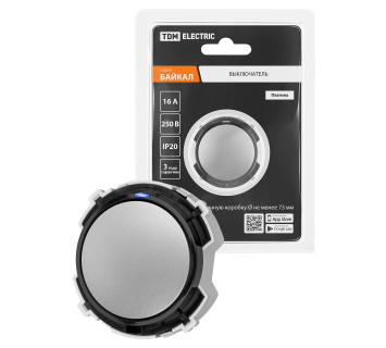 Выключатель 1-кл. 16А 250В проходной кнопочный механизм платина, 