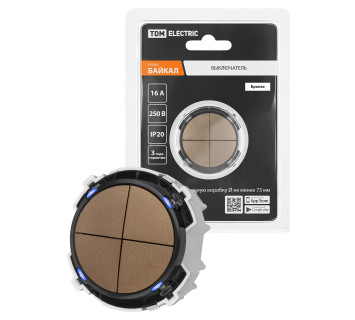 Выключатель 4-кл. 16А 250В кнопочный механизм бронза, 