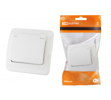 Розетка с крышкой 2П+З 16А IP44 белая 
