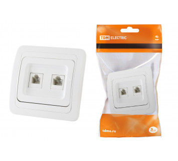 Розетка компьютерная RJ-45 + TФ (RJ-11) белая 