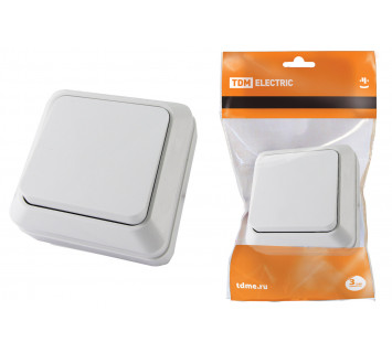 Выключатель 1-кл. открытой установки IP20 10А, белый 