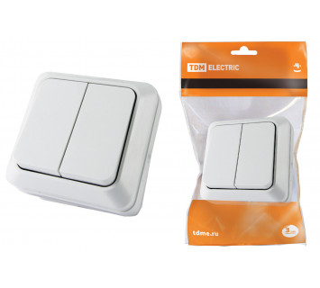 Выключатель 2-кл. открытой установки IP20 10А, белый 