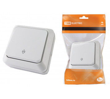 Переключатель на 2 направления 1-кл. открытой установки IP20 10А, белый 