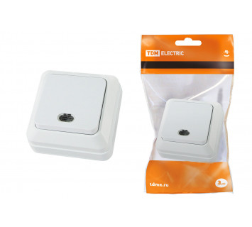 Выключатель 1-кл. открытой установки с подсветкой IP20 10А, белый 