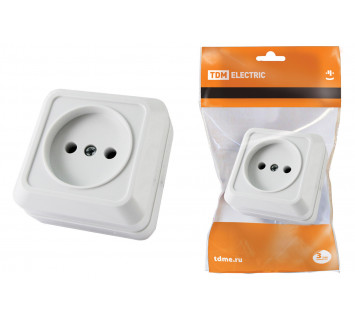 Розетка 2П открытой установки IP20 10А, белая 