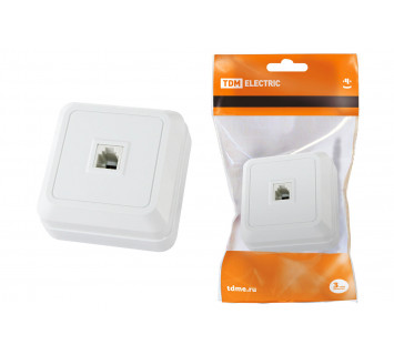 Розетка TФ (RJ-11) открытой установки IP20, белая 