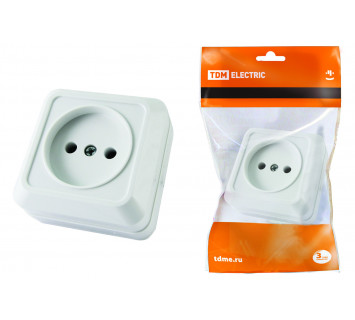 Розетка 2П открытой установки IP20 10А 250В (керамика) белая 