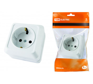 Розетка 2П+3 открытой установки IP20 16А 250В (керамика) белая 