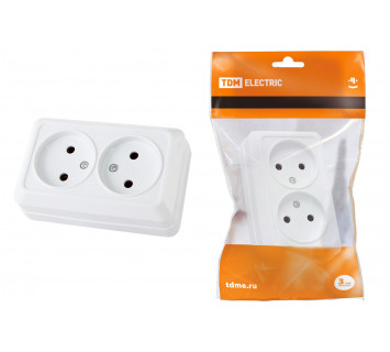 Розетка двойная 2П открытой установки IP20 10А 250В (керамика) белая 