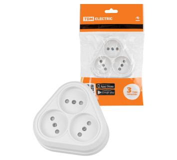 Розетка треугольная 2П открытой установки IP20 10A с защитными шторками белая 