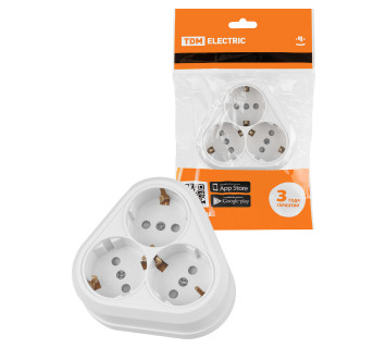 Розетка треугольная 2П+3 открытой установки IP20 16A с защитными шторками белая 