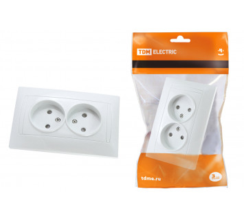 Розетка двойная 2П 10А 250В с защ. шт. белая 