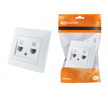 Розетка телефонная RJ11 + компьютерная RJ45 белая 