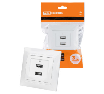 Розетка 2USB порт 2,1А 5В белая 