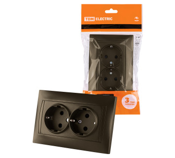 Розетка двойная 2П+З 16А 250В с защ. шт. бронза 