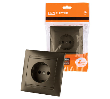 Розетка 2П+З 16А 250В  бронза 