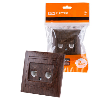 Розетка двойная телефонная RJ11 венге 