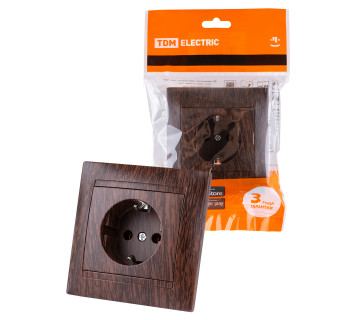 Розетка 2П+З 16А 250В венге 