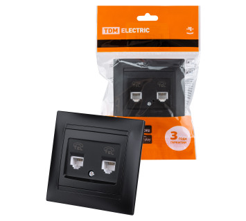 Розетка двойная телефонная RJ11 графит 