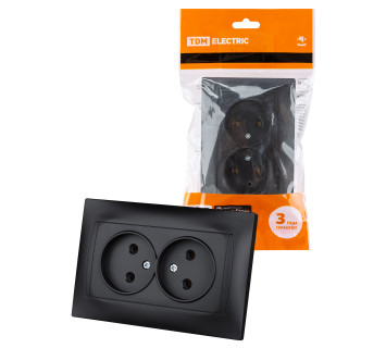 Розетка двойная 2П 10А 250В графит 