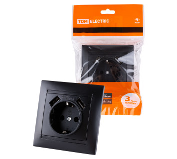 Розетка 2П+З 16А 250В + 2 USB порта 2,1А 5В графит 