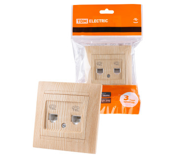 Розетка двойная телефонная RJ11 сосна 