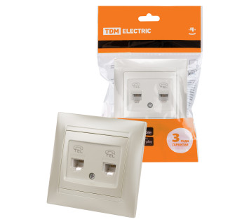 Розетка двойная телефонная RJ11  перламутр 