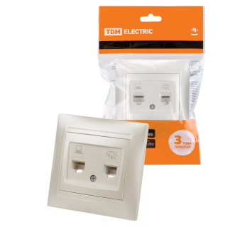 Розетка телефонная RJ11 + компьютерная RJ45 перламутр 