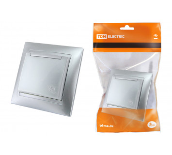 Розетка 2П+З 16А 250В IP44 с защ. шт. с крышкой серебр. металлик 