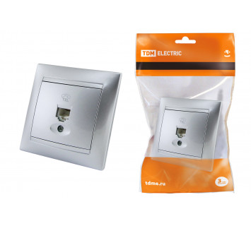 Розетка телефонная RJ11 серебр. металлик 