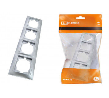 Рамка 4-х постовая вертикальная серебр. металлик 