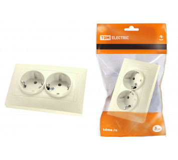 Розетка двойная 2П+З 16А 250В с защ. шт. сл. кость 