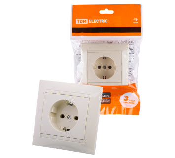Розетка 2П+З 16А 250В сл. кость 