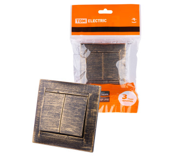 Выключатель 2-х кл. 10А старинная бронза 