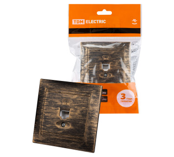 Розетка телефонная RJ11 старинная бронза 