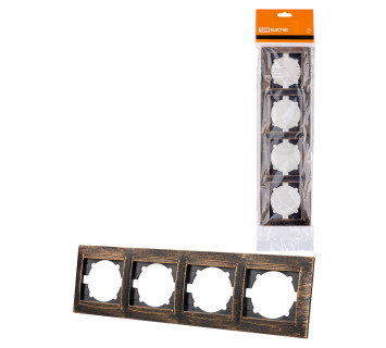 Рамка 4-х постовая горизонтальная старинная бронза 