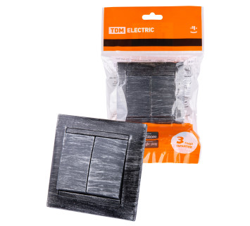 Выключатель 2-х кл. 10А старинное серебро 