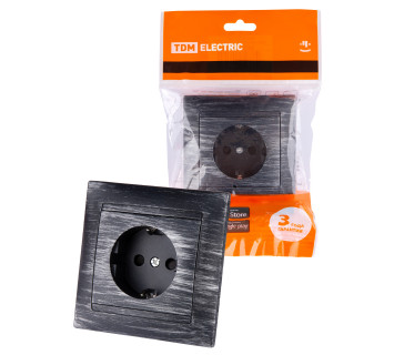 Розетка 2П+З 16А 250В с защ. шт. старинное серебро 