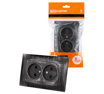 Розетка двойная 2П 10А 250В с защ. шт. старинное серебро 