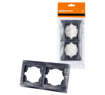 Рамка 2-х постовая горизонтальная старинное серебро 