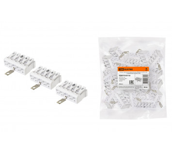 Клемма пружинная соединительная КСПз5-3L+N+PE, 16 A, с заземлением под винт TDM