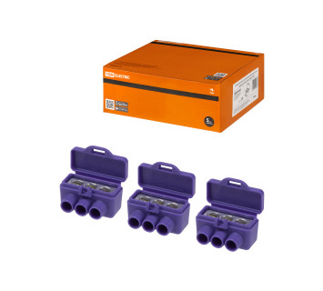 Клемма винтовая изолированная КВИ-3 для Al и Cu проводов (6,0мм2) фиолетовая TDM