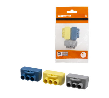 Набор клемм винтовых изолированных КВИ-3 для Al и Cu проводов (6,0мм2) (серая, синяя, желтая) TDM