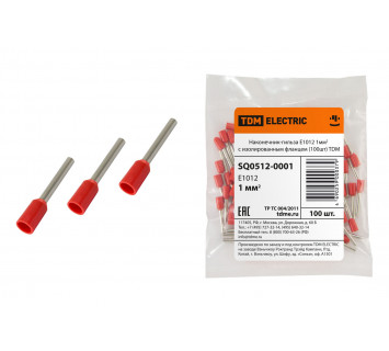 Наконечник-гильза Е1012 1мм2 с изолированным фланцем (100шт) TDM