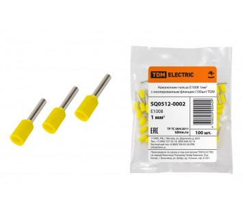 Наконечник-гильза Е1008 1мм2 с изолированным фланцем (100шт) TDM